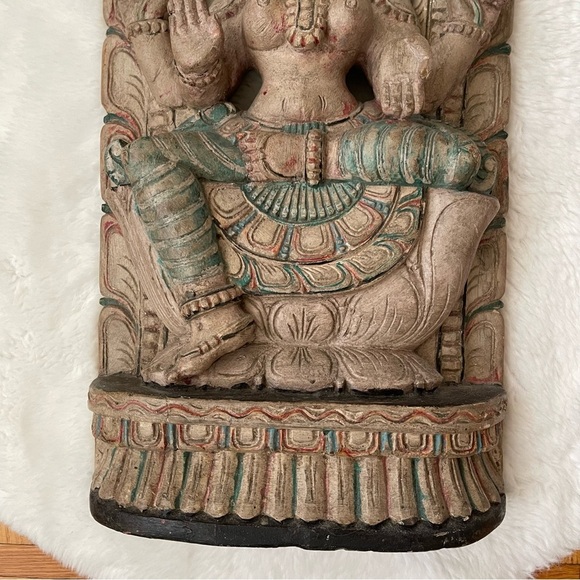 EXOTIC HINDU GODDESS WOOD SCULPTURE - Picture 3 of 7